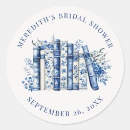 New Chapter Floral Book Bridal Shower Runder Aufkleber