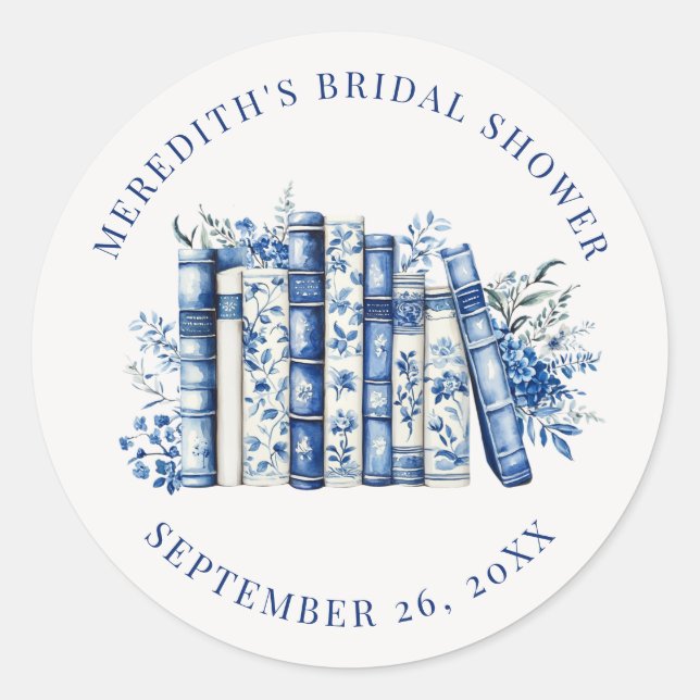 New Chapter Floral Book Bridal Shower Runder Aufkleber (Vorderseite)