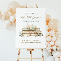 New Chapter Floral Book Bridal Shower Welcome