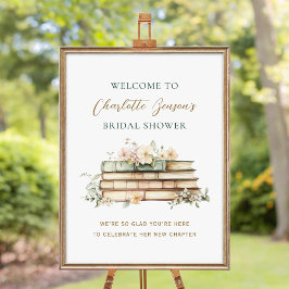 New Chapter Floral Book Bridal Shower Welcome Poster