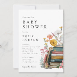 New Chapter Floral Books Baby Shower Invitation Einladung