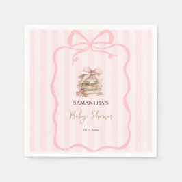 New Chapter Pink Bow Stripes Baby Shower Serviette