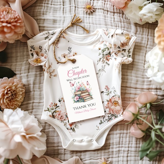 New Chapter Pink Girl Storybook Book Baby Shower Geschenkanhänger (Von Creator hochgeladen)