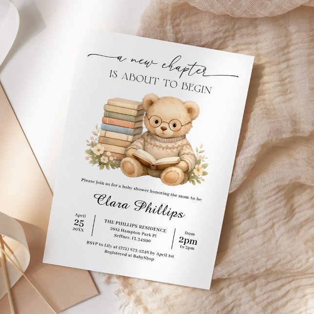 New Chapter Teddy Bear Storybook Baby Shower Einladung (Von Creator hochgeladen)