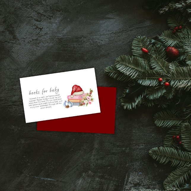 New Chapter Winter Floral Books For Baby Shower  Begleitkarte (New Chapter Winter Floral Books For Baby Shower Enclosure Card)