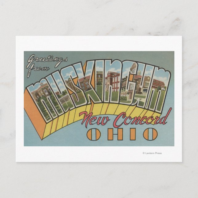 New Concord, Ohio - Muskingum Landkreis Postkarte (Vorderseite)