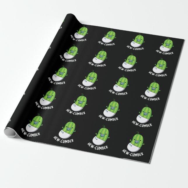 New cumber Funny Veggie Cucumber Pun Dark BG Geschenkpapier (Ungerollt)
