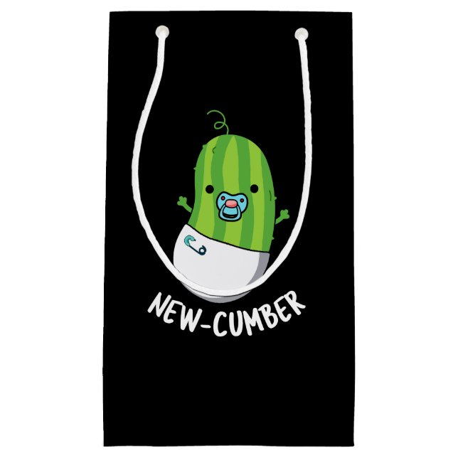 New cumber Funny Veggie Cucumber Pun Dark BG Kleine Geschenktüte (Vorderseite)