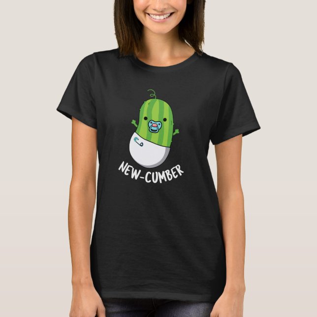 New cumber Funny Veggie Cucumber Pun Dark BG T-Shirt (Vorderseite)