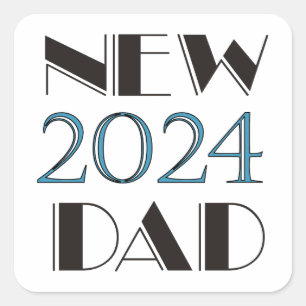 New Dad 2024 Quadratischer Aufkleber