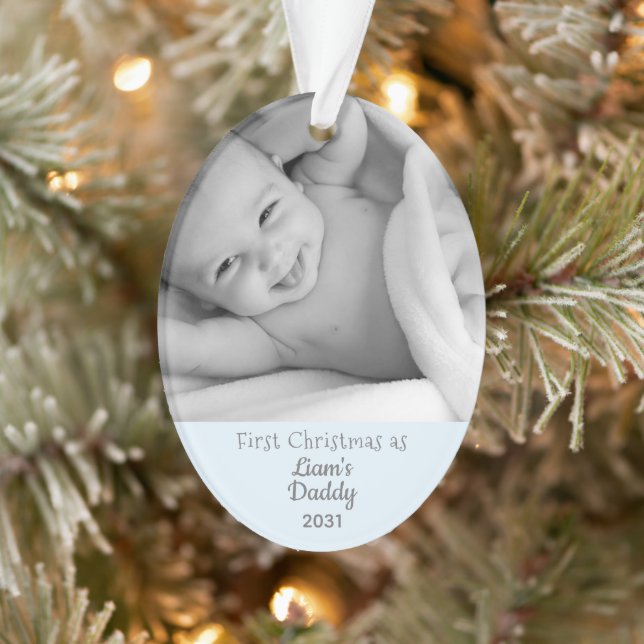 New Dad First Christmas als Papa Personalize Foto Ornament (Baum)