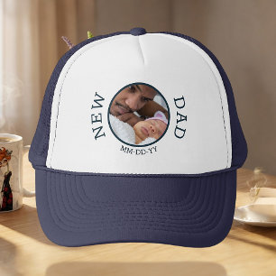 New Dad First Vater Custom Foto Personalisiert Truckerkappe