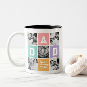 New Dad First Vatertag Familie Foto Grid Zweifarbige Tasse