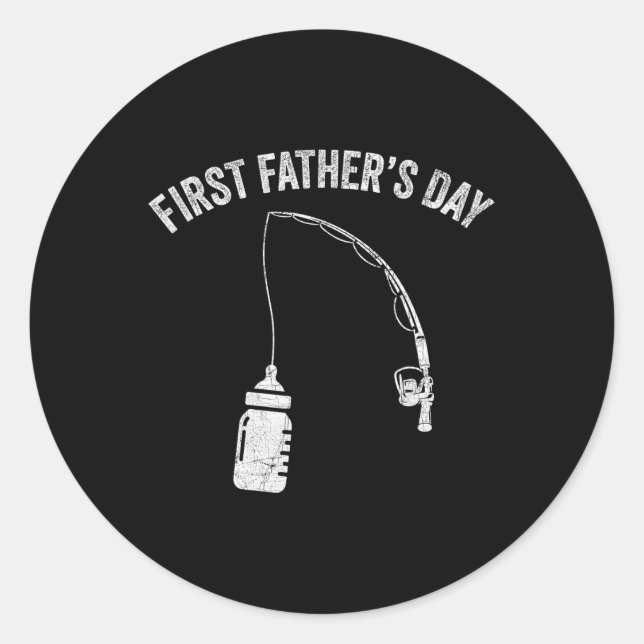 New Dad Fisherman, First Fathers Day Fishing Dad  Runder Aufkleber (Vorderseite)