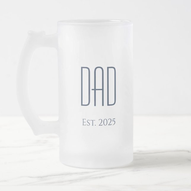 New Dad Modern Vaternacht Blaue Typografie Mattglas Bierglas (Links)