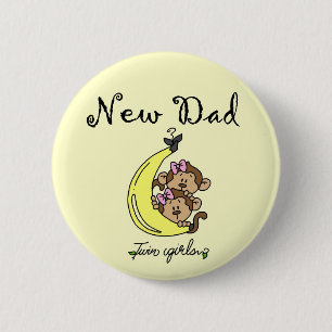 New Dad of Twin Girls Tshirts and Gifts Button