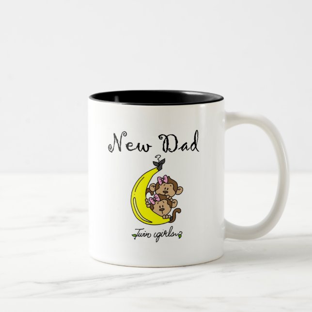 New Dad of Twin Girls Tshirts and Gifts Zweifarbige Tasse (Rechts)