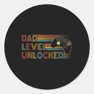 New Dad Shirt Vater Level Unlocks Gaming Gamer Vat Runder Aufkleber