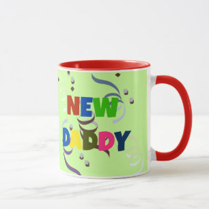 "NEW DADDY" in bunten Buchstaben Tasse