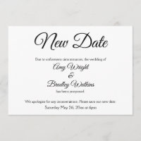"New Date" Elegante vertagte Hochzeitsankündigung