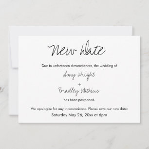 "New Date" - Lässige vertagte Hochzeitsankündigung Einladung