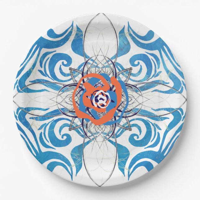 New Deko Blue Elegance Pappteller (Vorderseite)