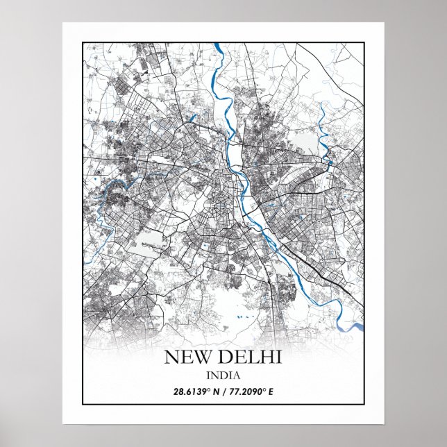 New Delhi India City Map Travel Simple Poster (Vorne)