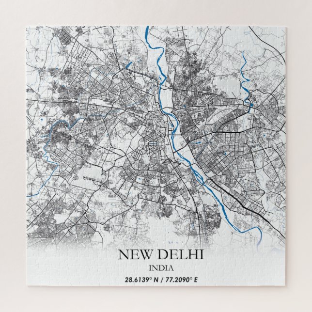 New Delhi India City Map Travel Simple Puzzle (Vertikal)