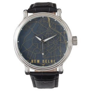 New Delhi Indien Stadtplan Minimal Armbanduhr