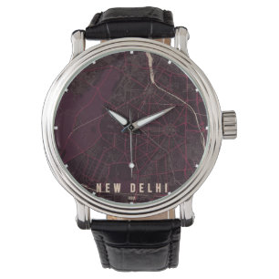 New Delhi Indien Stadtplan Minimal Armbanduhr