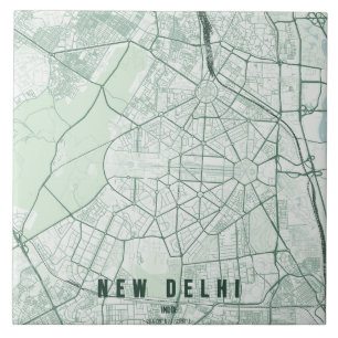 New Delhi Indien Stadtplan Minimal Fliese
