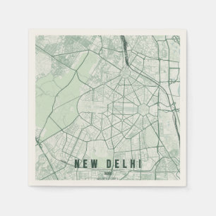 New Delhi Indien Stadtplan Minimal Serviette