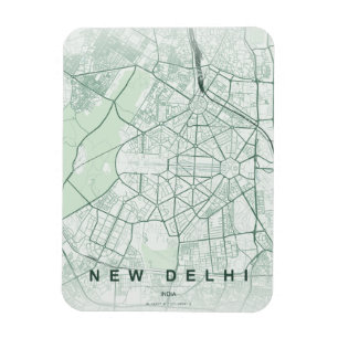 New Delhi Indien Stadtplan Minimales Design Magnet