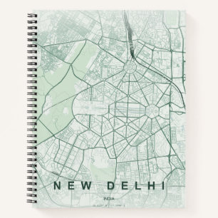 New Delhi Indien Stadtplan Minimales Design Notizbuch