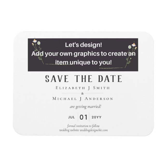 NEW! DESIGN OWN WEDDING Save The Magnetic Date Magnet (Horizontal)