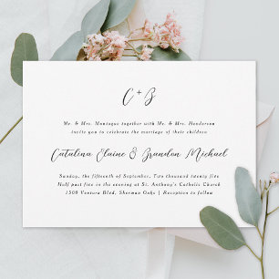 New Elegance Calligraphy Monogram Names Wedding Einladung