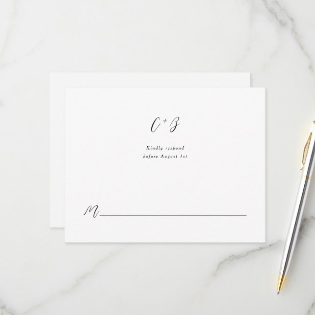 New Elegance Calligraphy Monogram RSVP Karte