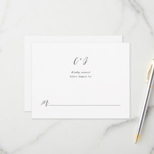 New Elegance Calligraphy Monogram RSVP Karte