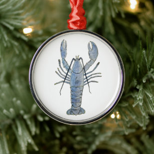 New England Blue Lobster Metal Ornament