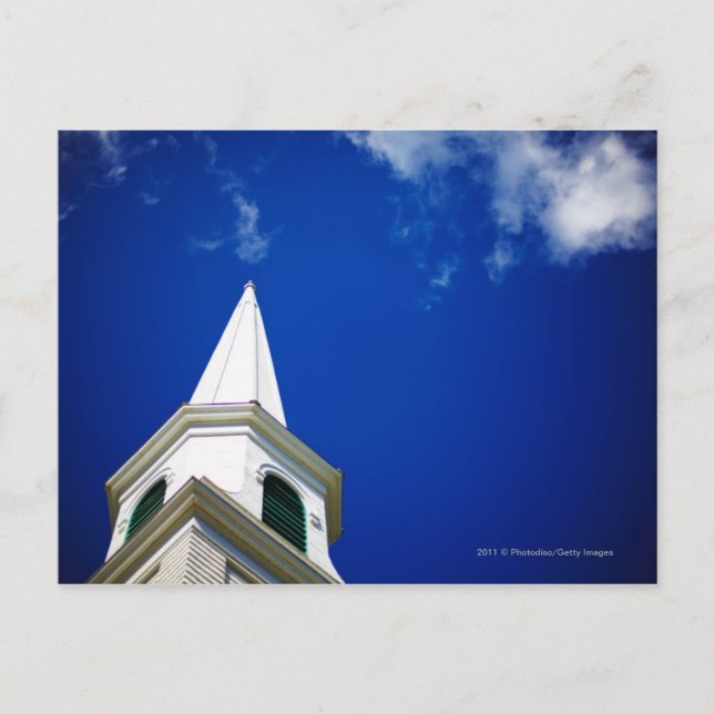 New England Church Steepe mit einem Royal Blue Sky Postkarte (Vorderseite)