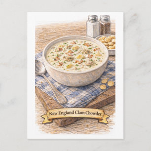 New England Clam Chowder (Amerikanische Lebensmitt Postkarte