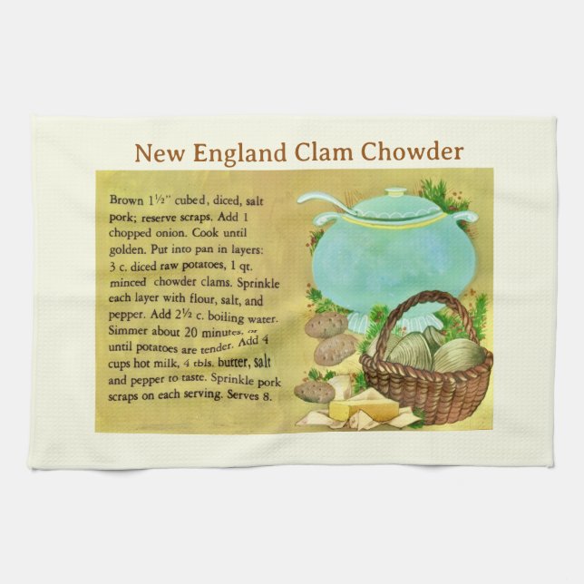 New England Clam Chowder Rezept Geschirrtuch (Horizontal)