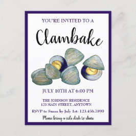 New England Clambake Clam Bake Beach Block Party Einladungspostkarte