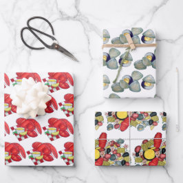 New England Clams Lobster Clambake Seafood Dinner Geschenkpapier Set