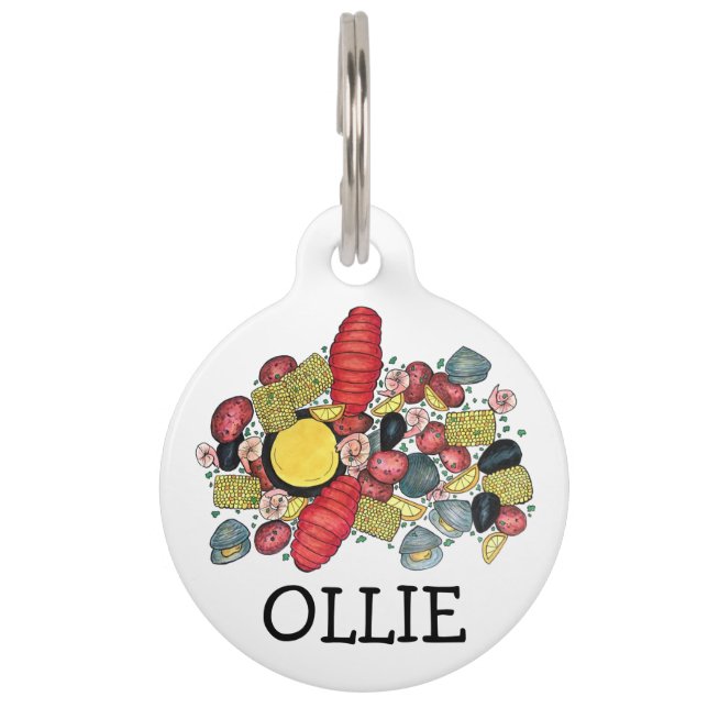 New England Clams Lobster Clambake Seafood Dinner Haustiermarke (Vorderseite)