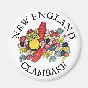 New England Clams Lobster Clambake Seafood Dinner Magnet