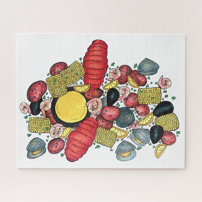 New England Clams Lobster Clambake Seafood Dinner Puzzle (Horizontal)
