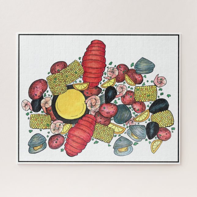 New England Clams Lobster Clambake Seafood Dinner Puzzle (Horizontal)