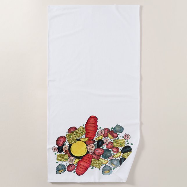 New England Clams Lobster Clambake Seafood Dinner Strandtuch (Vorderseite)