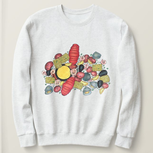 New England Clams Lobster Clambake Seafood Dinner Sweatshirt (Design vorne)